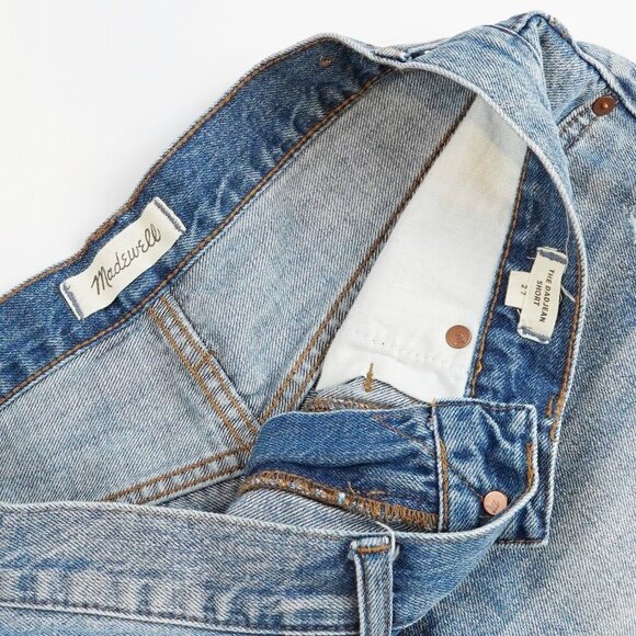 Madewell The Dadjean Denim Cutoff Jean Short Medium Wash  - Size 27 - Picture 3 of 7
